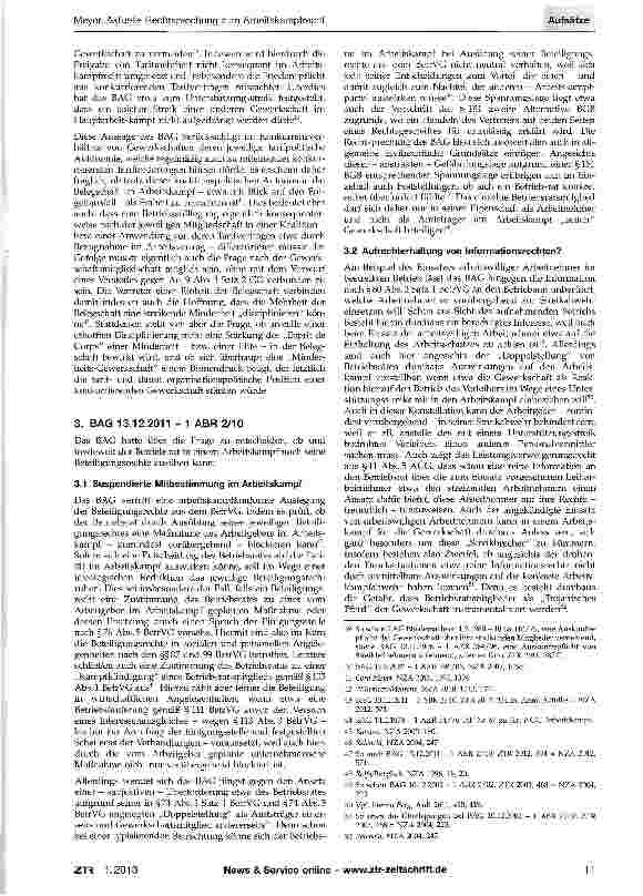 Vorschauseite 4: Aktuelle Rechtsprechung zum Arbeitskampfrecht