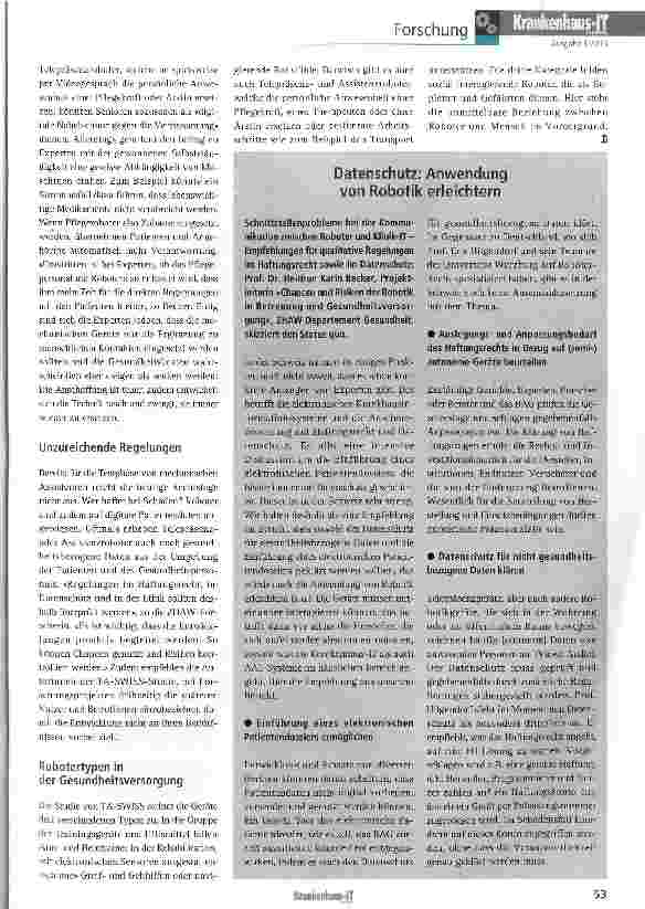Vorschauseite 2: Roboter in der Gesundheitsversorgung