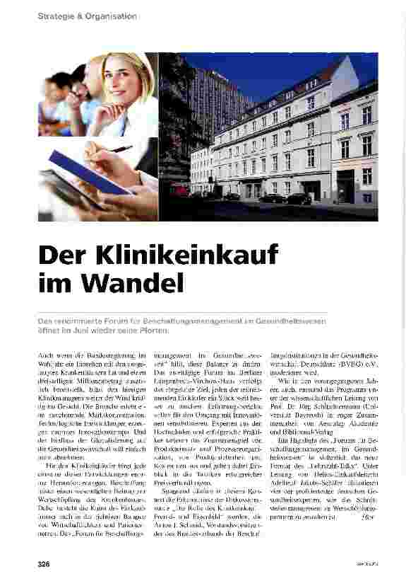 Vorschauseite 1: Der Klinikeinkauf im Wandel
