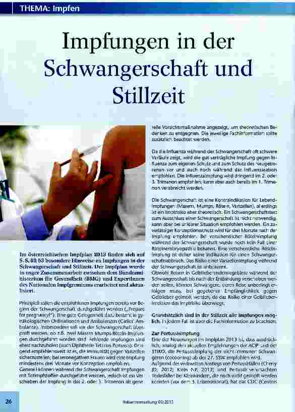 Vorschauseite 1: Impfungen in der Schwangerschaft und Stillzeit