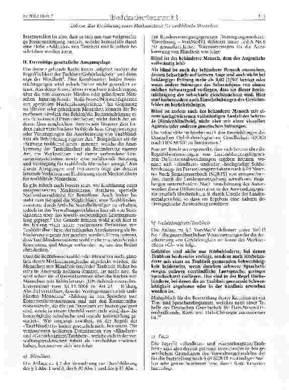Vorschauseite 2: Zur Einführung eines Merkzeichens für taubblinde Menschen