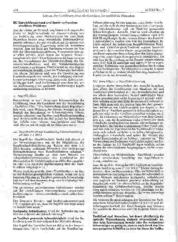 Vorschauseite 3: Zur Einführung eines Merkzeichens für taubblinde Menschen