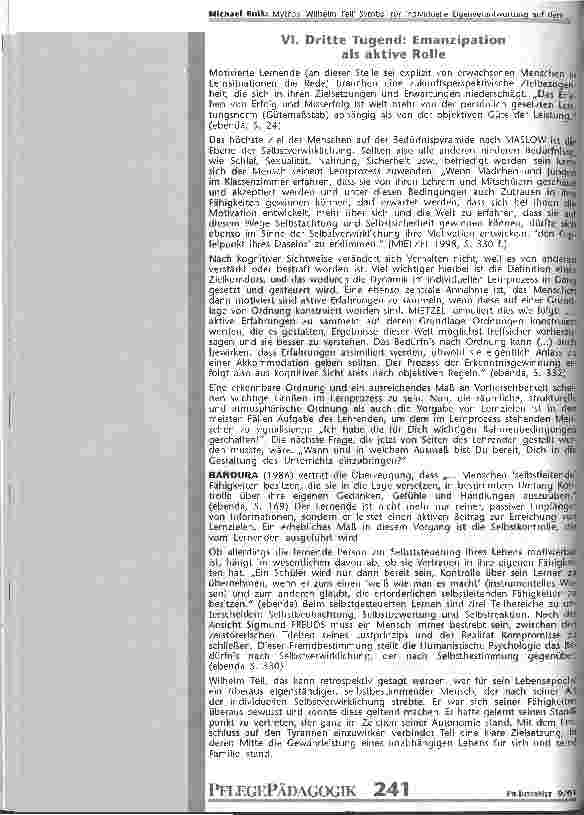 Vorschauseite 5: Mythos Wilhelm Tell Symbol für individuelle Eigenverantwortung auf dem Weg zu einer emanzipierten Erwachsenenbildung in der Pflege von Morgen