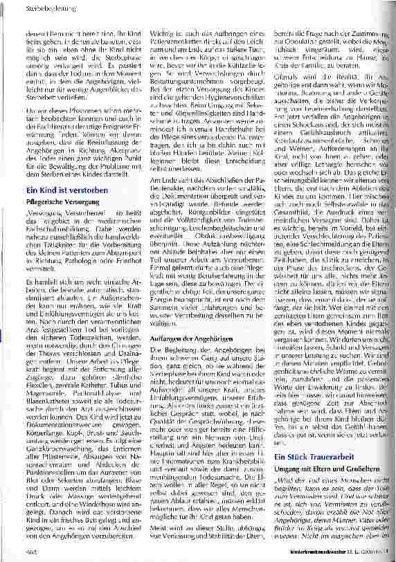 Vorschauseite 6: Sterben, Tod und Trauer im Kinder-Intensiv-Bereich