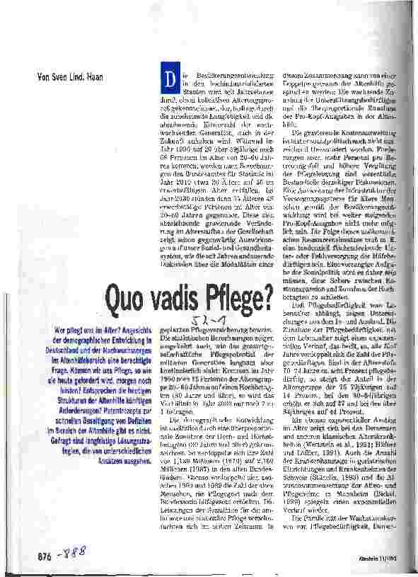 Vorschauseite 1: Quo vadis, Pflege?