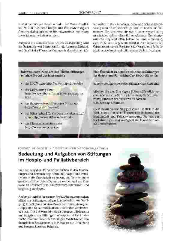 Vorschauseite 2: Bedeutung und Aufgaben von Stiftungen im Hospizund Palliativbereich