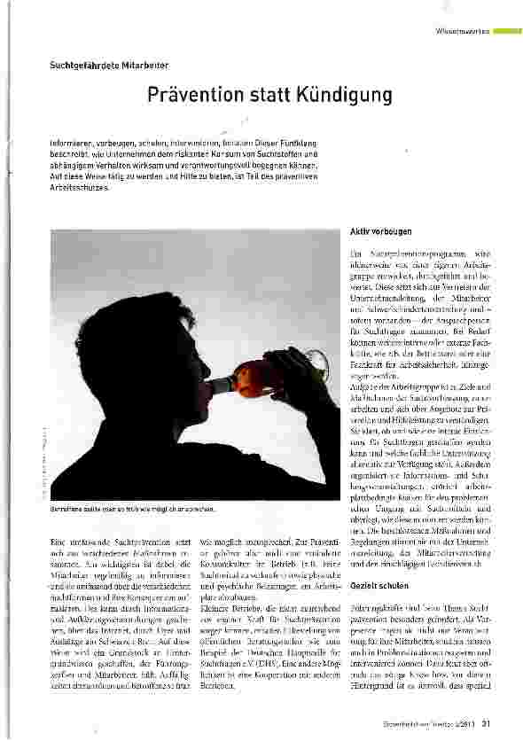 Vorschauseite 1: Prävention statt Kündigung