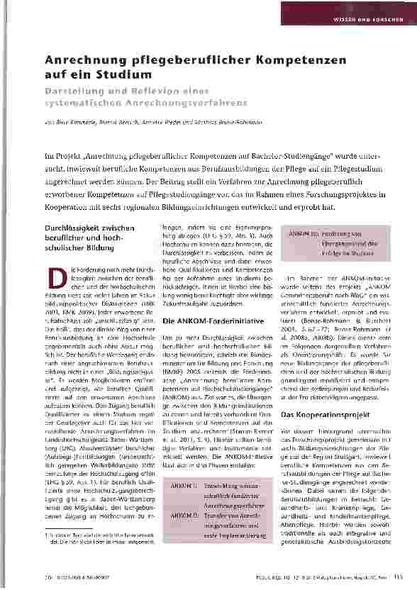 Vorschauseite 1: Anrechnung pflegeberuflicher Kompetenzen auf ein Studium