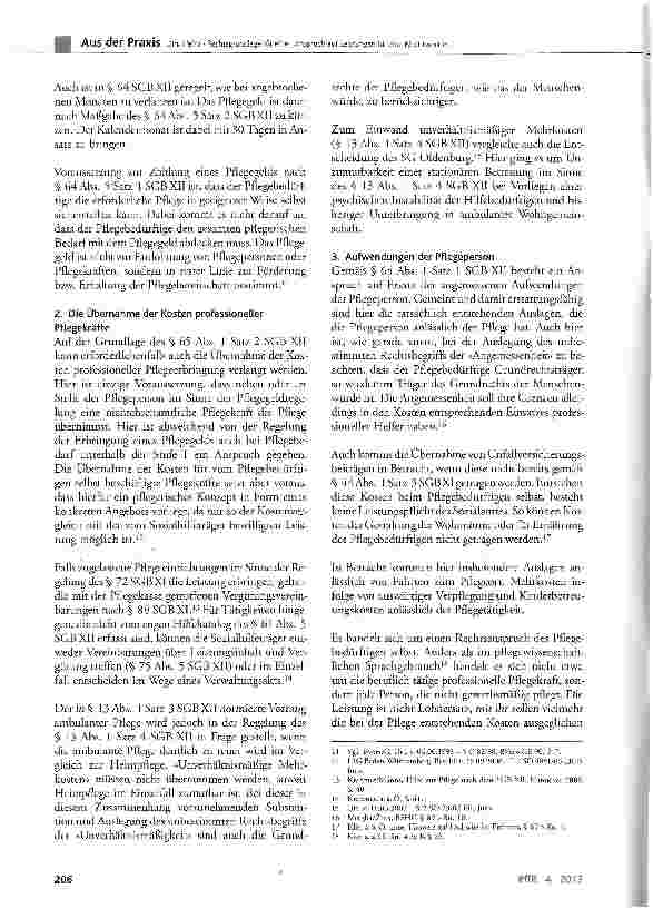 Vorschauseite 5: Rechtsgrundlage für einen Anspruch auf Leistungen für eine Nachtwache zur Verhinderung selbstgefährdenden Verhaltens - zugleich eine Anmerkung zu SG Freiburg, PflR 2012, 314ff.