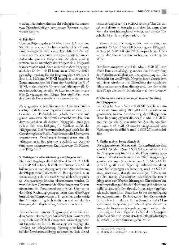 Vorschauseite 6: Rechtsgrundlage für einen Anspruch auf Leistungen für eine Nachtwache zur Verhinderung selbstgefährdenden Verhaltens - zugleich eine Anmerkung zu SG Freiburg, PflR 2012, 314ff.