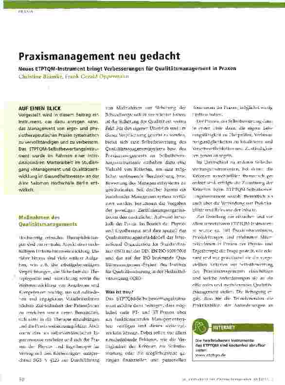 Vorschauseite 1: Praxismanagement neu gedacht