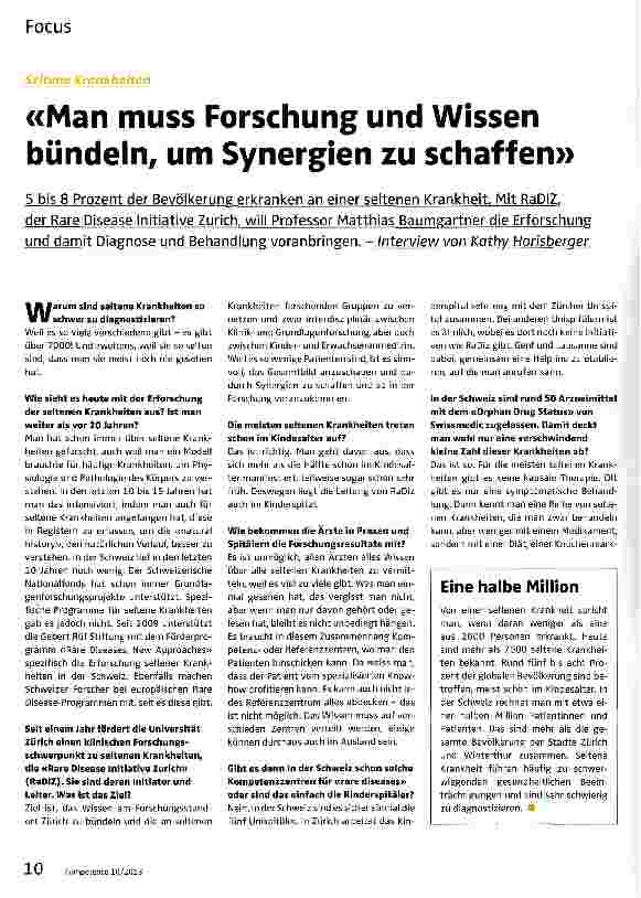 Vorschauseite 1: «Man muss Forschung und Wissen bündeln, um Synergien zu schaffen»