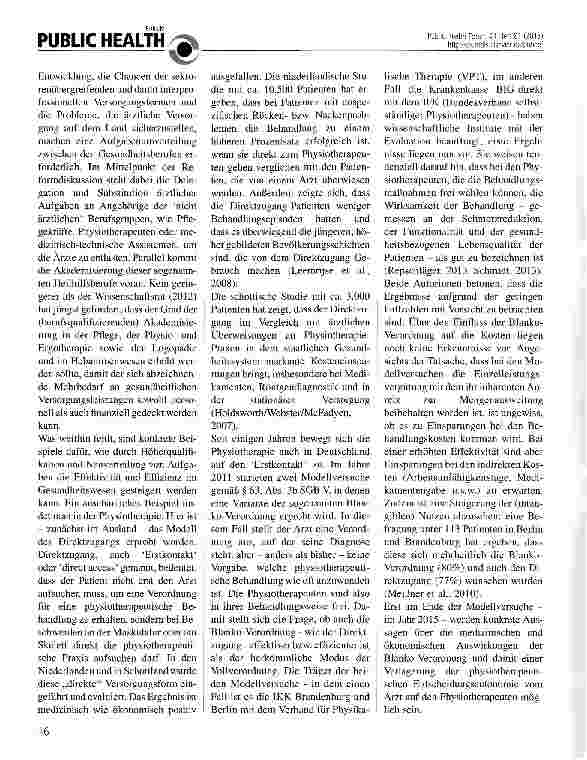 Vorschauseite 2: Ein Blick auf den Produktionsprozess: Mehr Effizienz durch neue Aufgabenverteilung im Gesundheitssystem? Beispiele aus der Physiotherapie