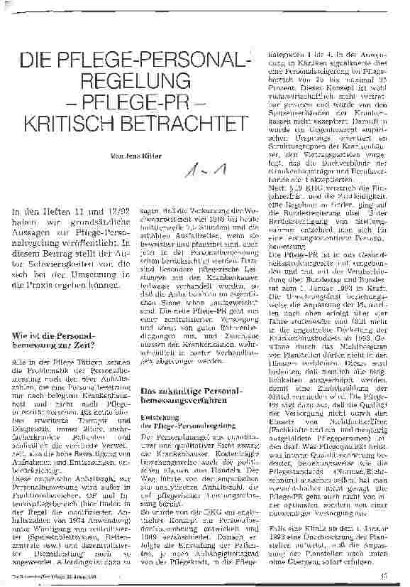 Vorschauseite 1: Die Pflege-Personalregelung - Pflege-PR - kritisch betrachtet