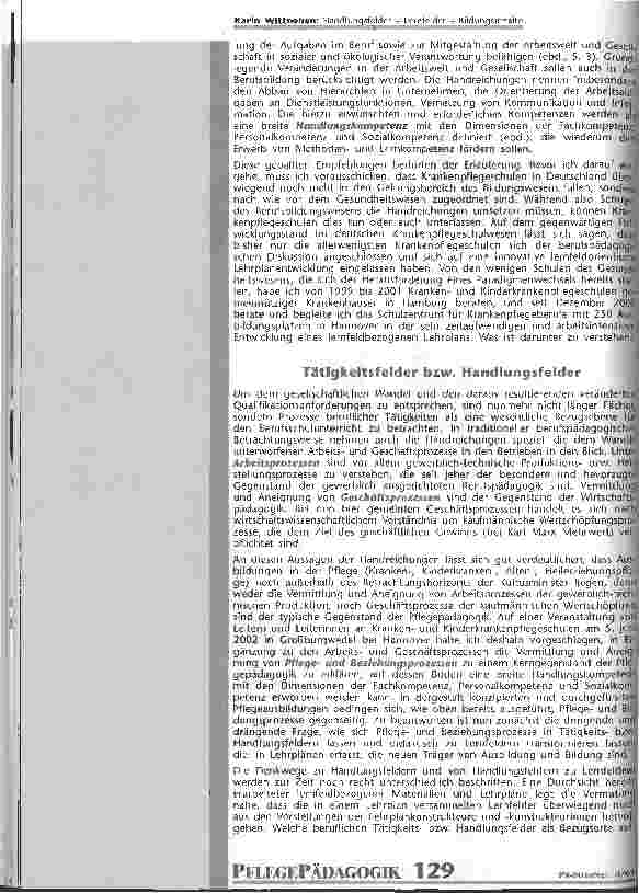 Vorschauseite 6: Handlungsfelder - Lernfelder - Bildungsinhalte