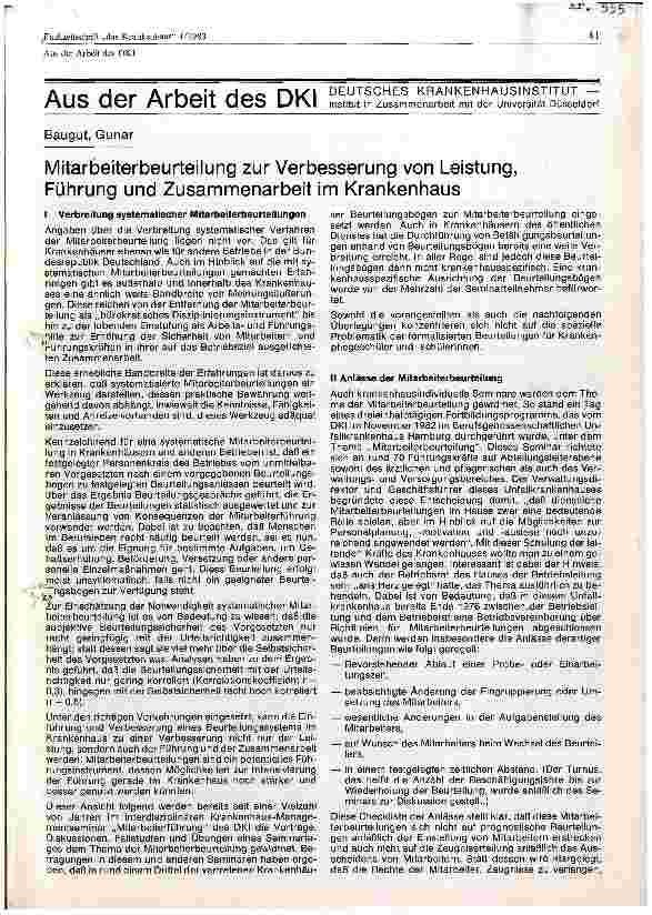 Vorschauseite 1: Mitarbeiterbeurteilung zur Verbesserung von Leistungen, Führung und Zusammenarbeit im Krankenhaus