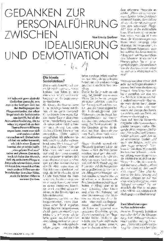 Vorschauseite 1: Gedanken zur Personalführung zwischen Idealisierung und Demotivation
