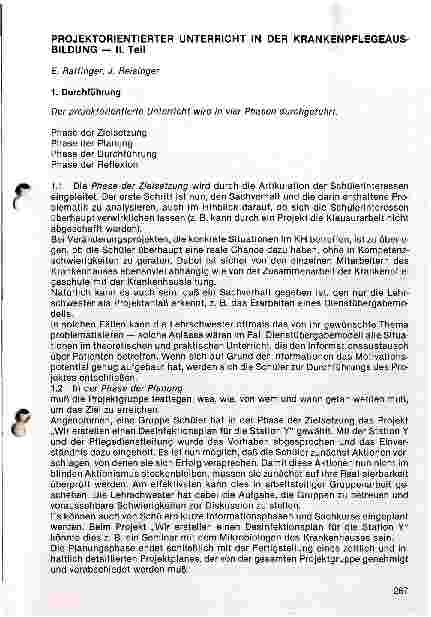 Vorschauseite 1: Projektorientierter Unterricht in der Krankenpflegeausbildung Bildung - II. Teil