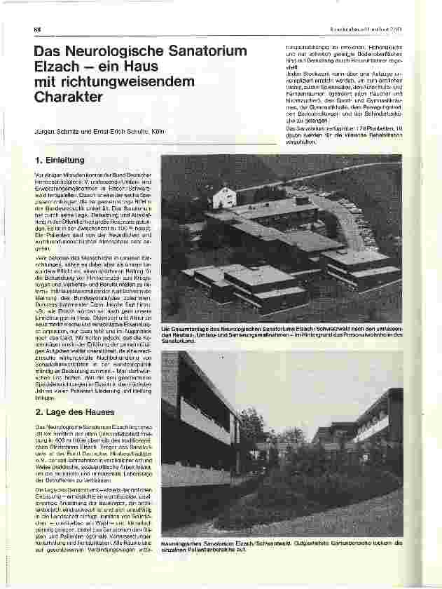 Vorschauseite 1: Das Neurologische Sanatorium Elzach - ein Haus mit richtungweisendem Charakter