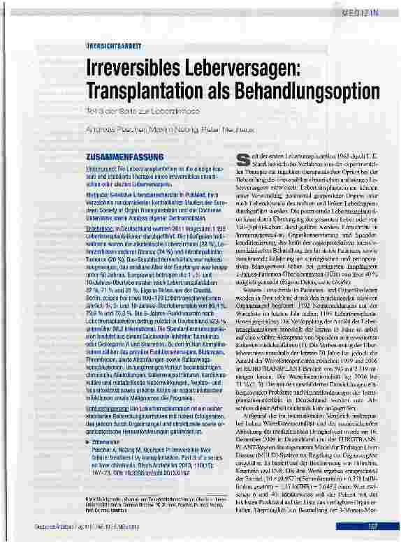 Vorschauseite 1: Irreversibles Leberversagen: Transplantation als Behandlungsoption Teil 3 der Serie zur Leberzirrhose