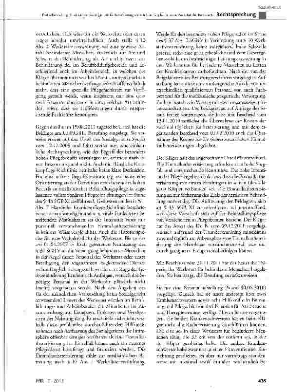 Vorschauseite 4: Kostenfreistellung für erbrachte Leistungen zur Katheterisierung während der Tätigkeit in einer Werkstatt für Behinderte