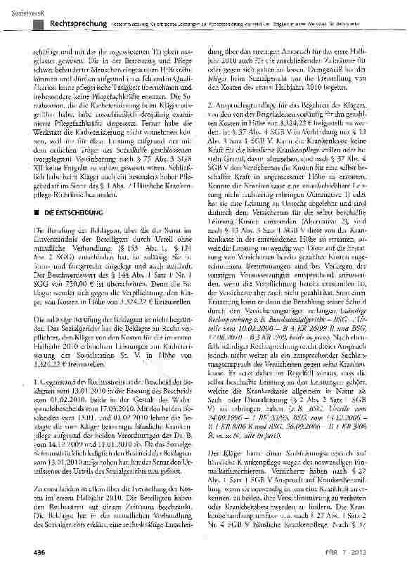 Vorschauseite 5: Kostenfreistellung für erbrachte Leistungen zur Katheterisierung während der Tätigkeit in einer Werkstatt für Behinderte