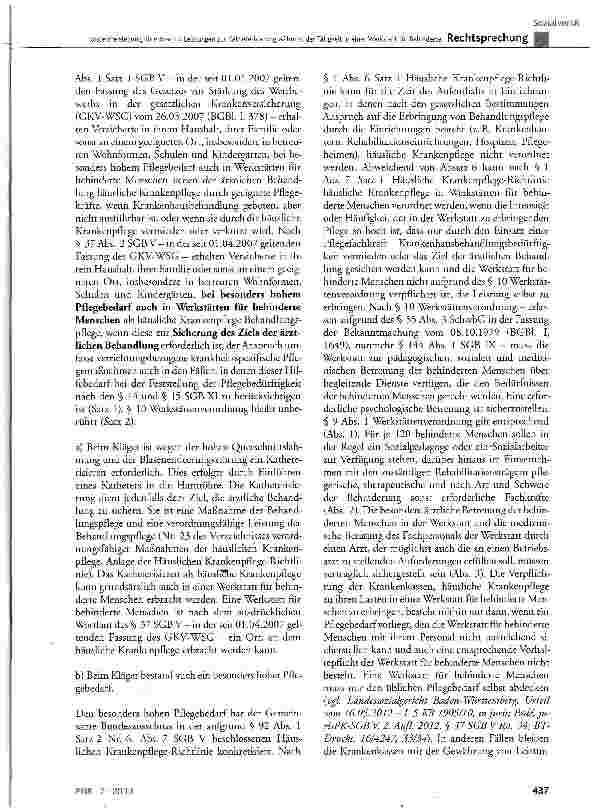 Vorschauseite 6: Kostenfreistellung für erbrachte Leistungen zur Katheterisierung während der Tätigkeit in einer Werkstatt für Behinderte
