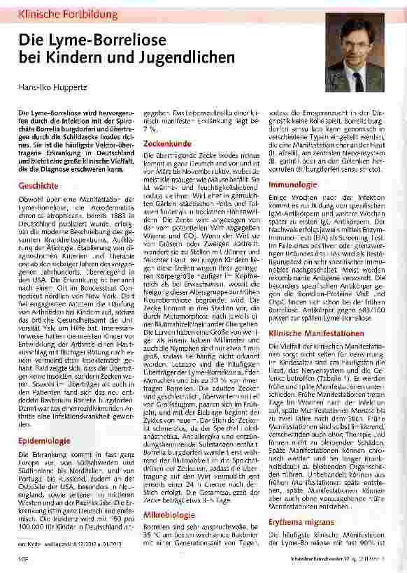 Vorschauseite 1: Die Lyme-Borreliose bei Kindern und Jugendlichen