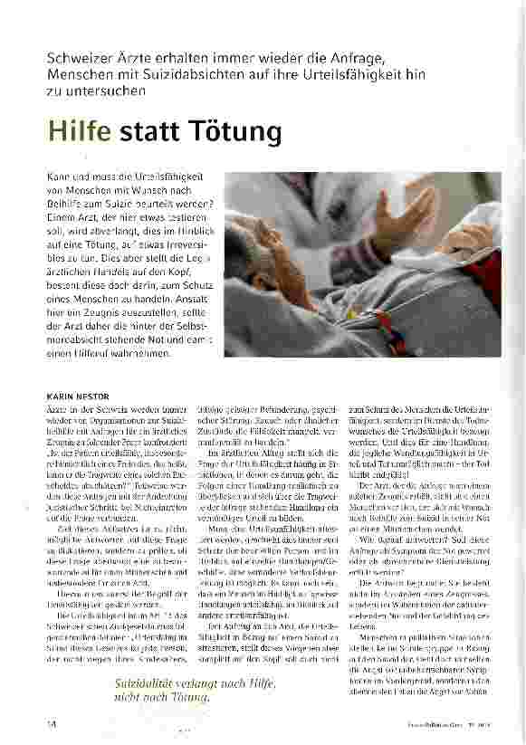Vorschauseite 1: Hilfe statt Tötung
