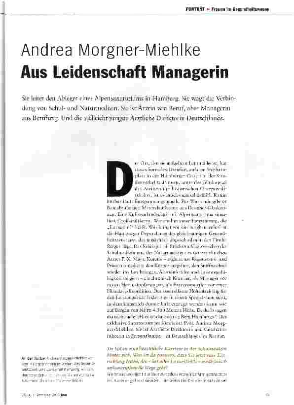 Vorschauseite 2: Andrea Morgner-Miehlke Aus Leidenschaft Managerin