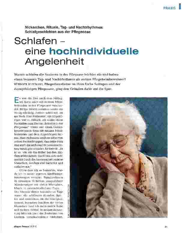 Vorschauseite 1: Schlafen - eine hochindividuelle Angelenheit