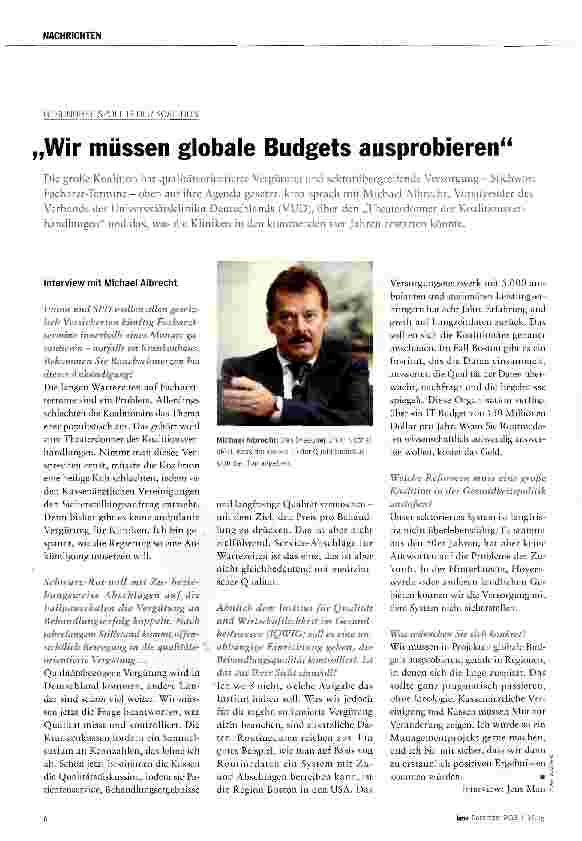 Vorschauseite 1: „Wir müssen globale Budgets ausprobieren