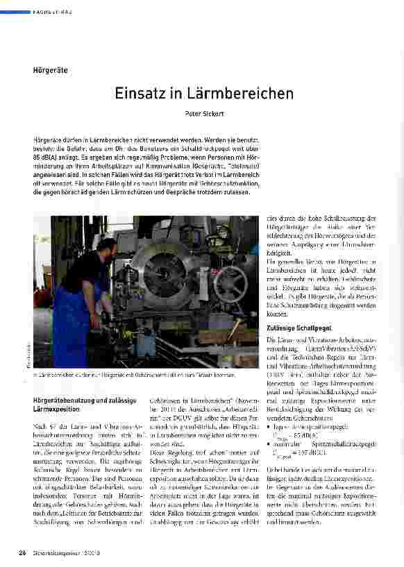 Vorschauseite 1: Einsatz in Lärmbereichen