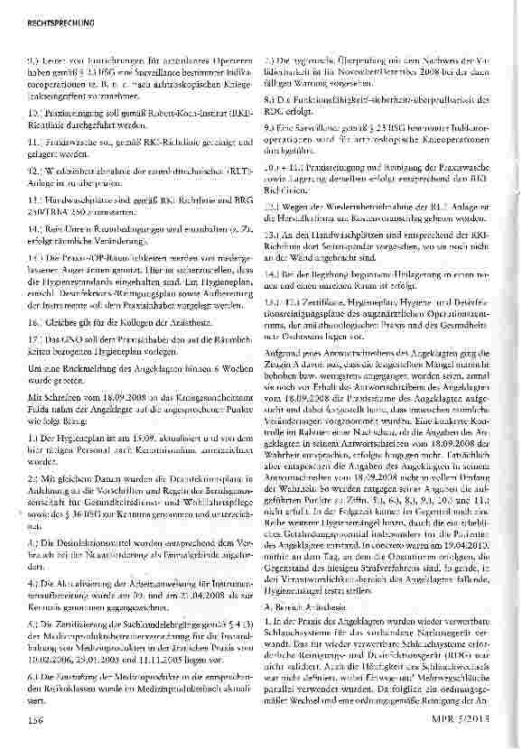 Vorschauseite 2: Strafbarkeit wegen Hygieneverstößen im ambulanten OP-ZentrumVerurteilung wegen Verstoßes gegen § 14 Satz 2 MPG in Tateinheit mit fahrlässiger Körperverletzung