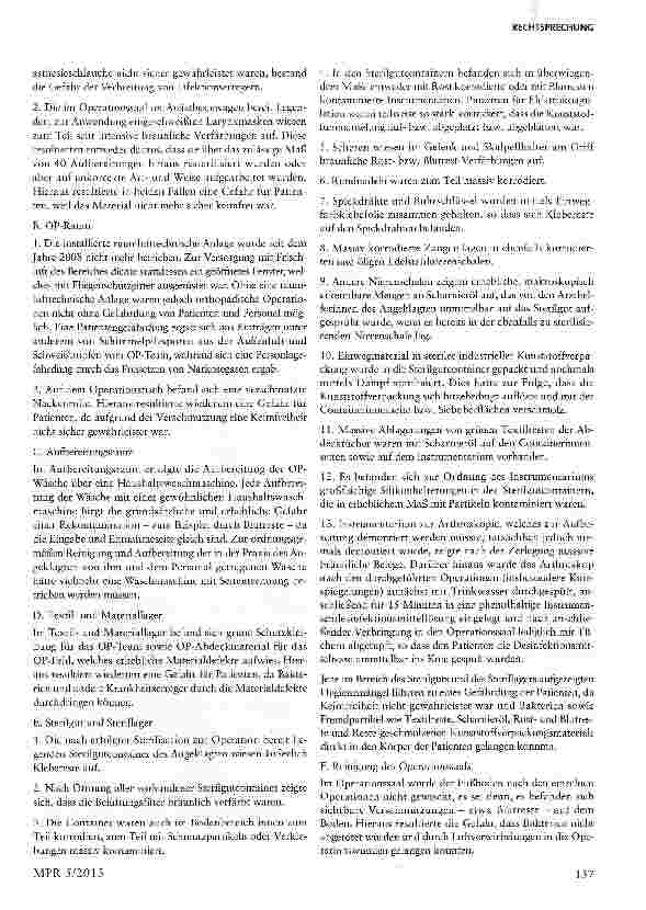 Vorschauseite 3: Strafbarkeit wegen Hygieneverstößen im ambulanten OP-ZentrumVerurteilung wegen Verstoßes gegen § 14 Satz 2 MPG in Tateinheit mit fahrlässiger Körperverletzung