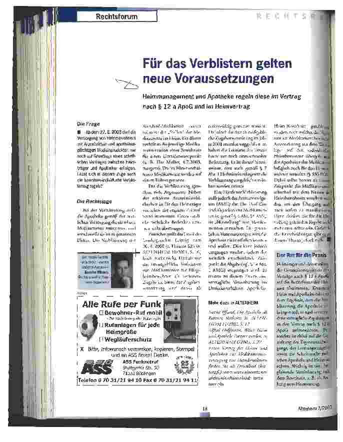 Vorschauseite 1: Für das Verblistern gelten neue Voraussetzungen