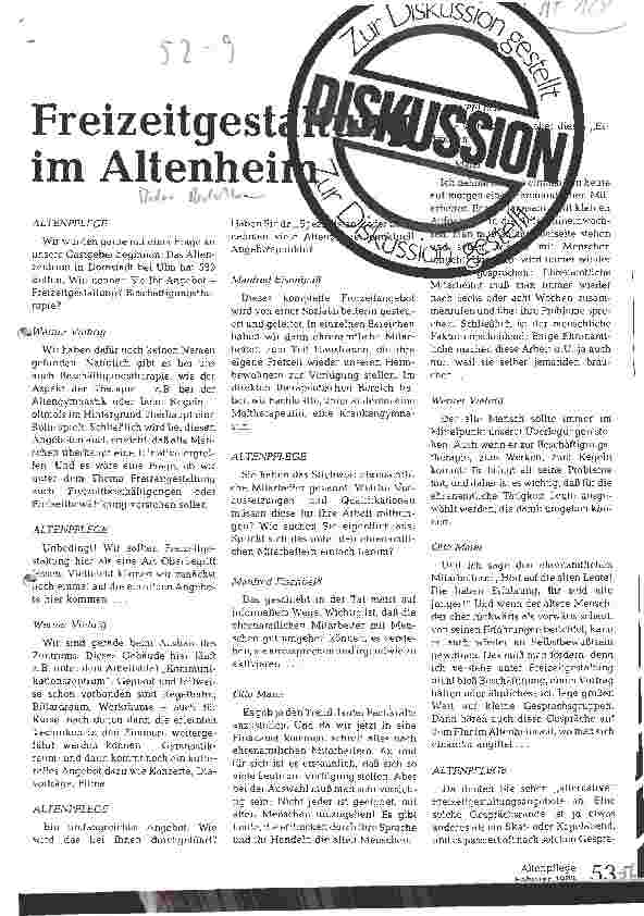 Vorschauseite 1: Freizeitgestaltung im Altenheim