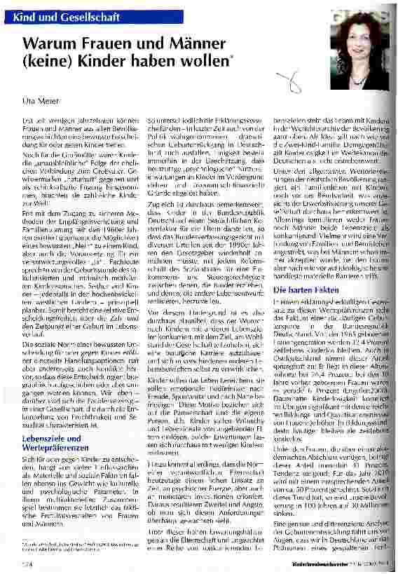 Vorschauseite 1: Warum Frauen und Männer (keine) Kinder haben wollen