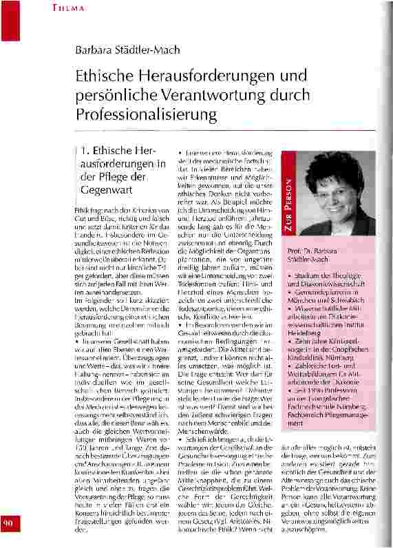 Vorschauseite 1: Ethische Herausforderungen und persönliche Verantwortung durch Professionalisierung