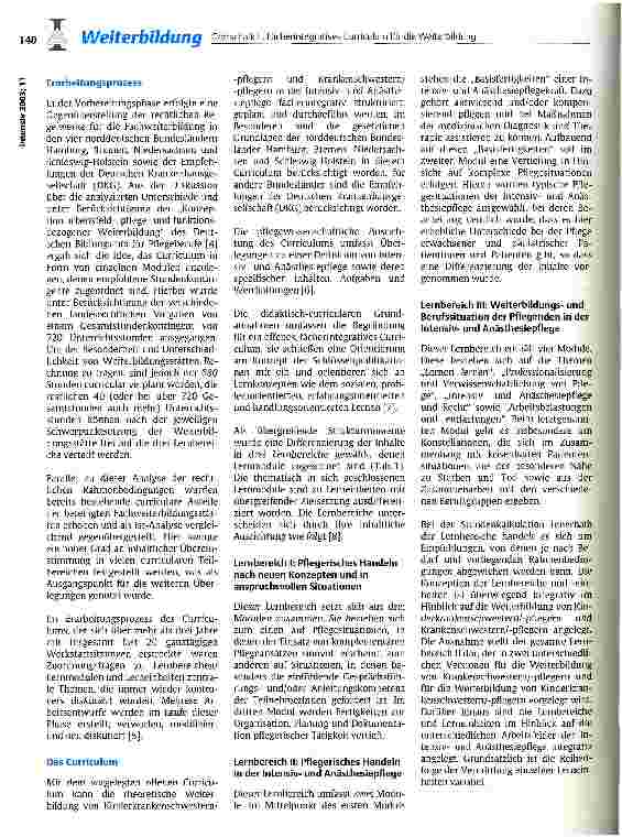 Vorschauseite 2: Fächerintegratives Curriculum für die Weiterbildung in der Intensivund Anästhesiepflege