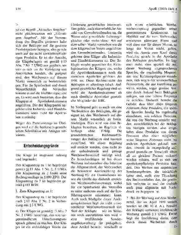Vorschauseite 3: Zur Werbung mit Aktuelle Angebote des Monats LG Saarbrücken, Urteil vom 11. April 2000