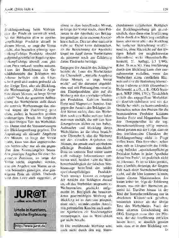 Vorschauseite 4: Zur Werbung mit Aktuelle Angebote des Monats LG Saarbrücken, Urteil vom 11. April 2000