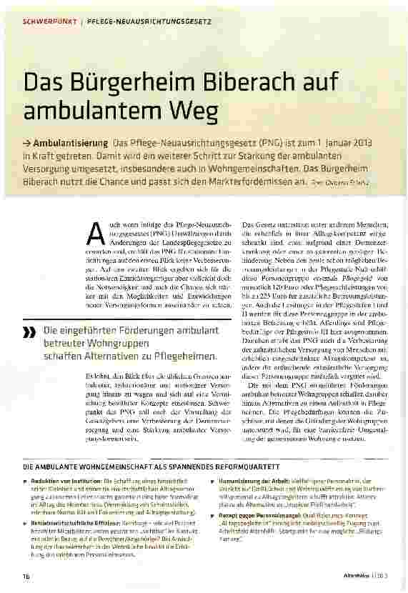 Vorschauseite 1: Das Bürgerheim Biberach auf ambulantem Weg