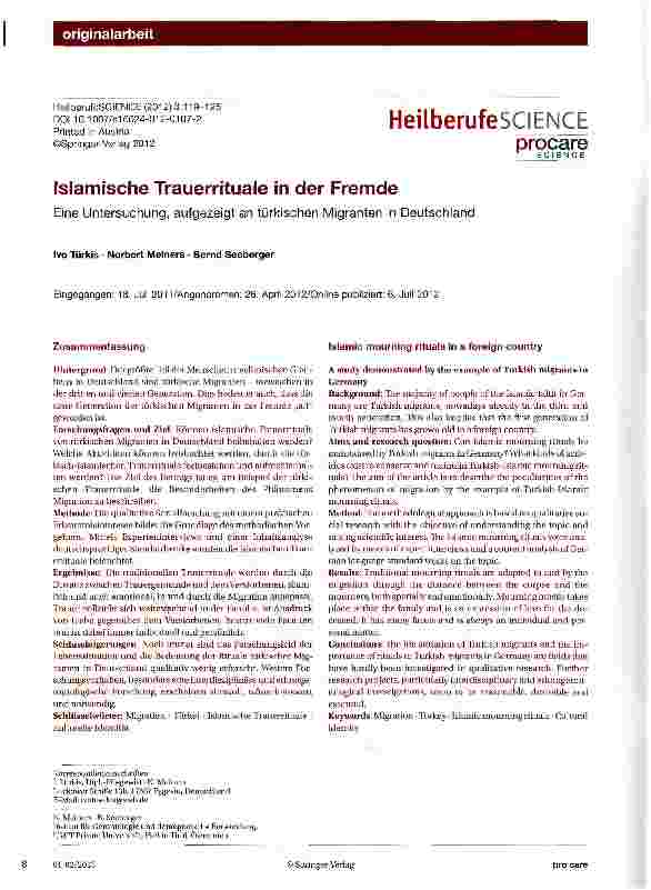 Vorschauseite 1: Islamische Trauerrituale in der Fremde