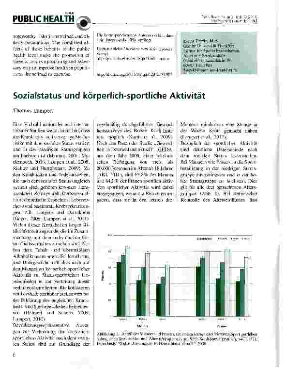 Vorschauseite 1: Sozialstatus und körperlich-sportliche Aktivität