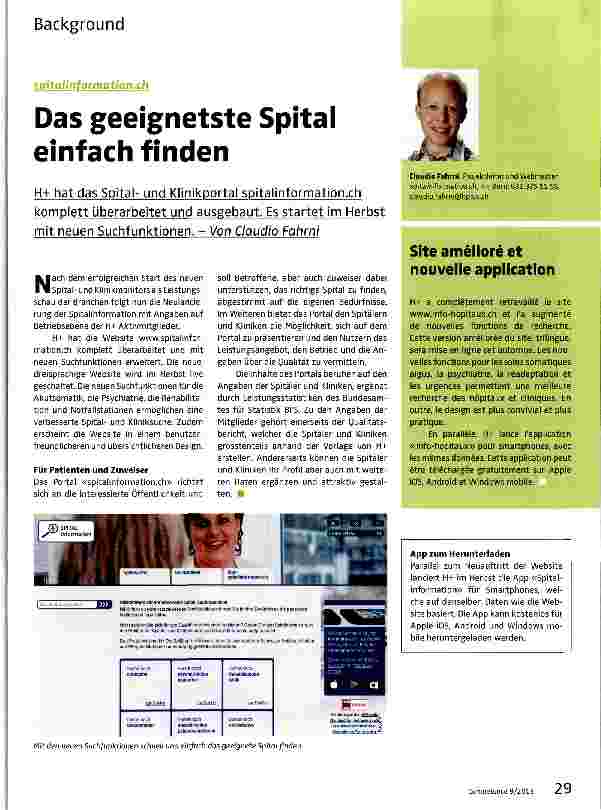 Vorschauseite 1: Das geeignetste Spital einfach finden