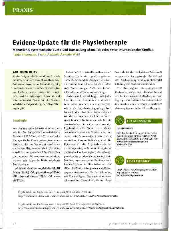 Vorschauseite 1: Evidenz-Update für die Physiotherapie