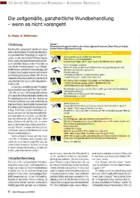 Vorschauseite 1: Die zeitgemäße, ganzheitliche Wundbehandlung - wenn es nicht vorangeht