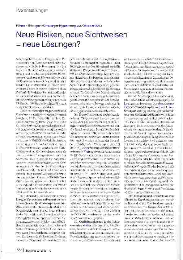 Vorschauseite 1: Neue Risiken, neue Sichtweisen = neue Lösungen?