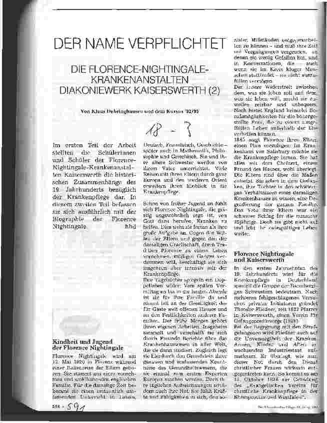 Vorschauseite 1: Der Name verpflichtet (2) Die Florence-Nightingale-Krankenanstalten Diakoniewerk Kaiserswerth